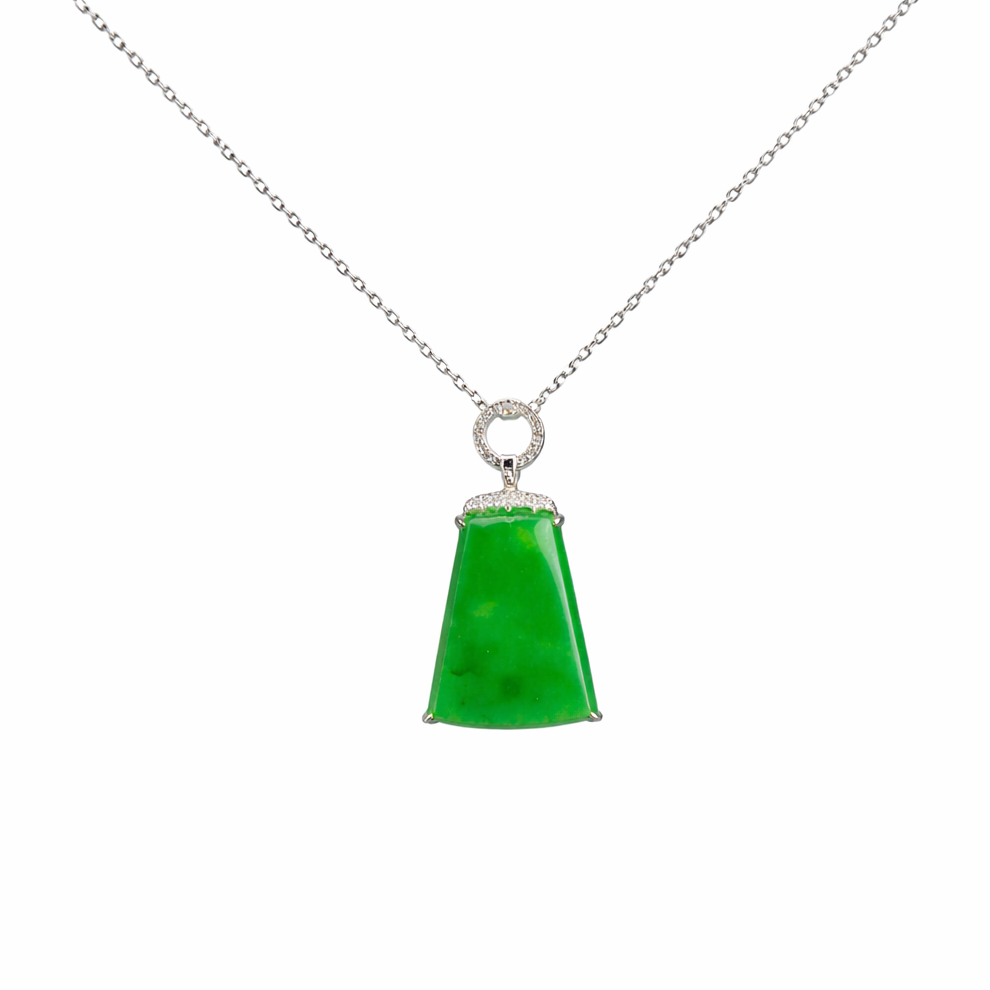 Icy Vivid Green Jadeite Trapezoid Pendant