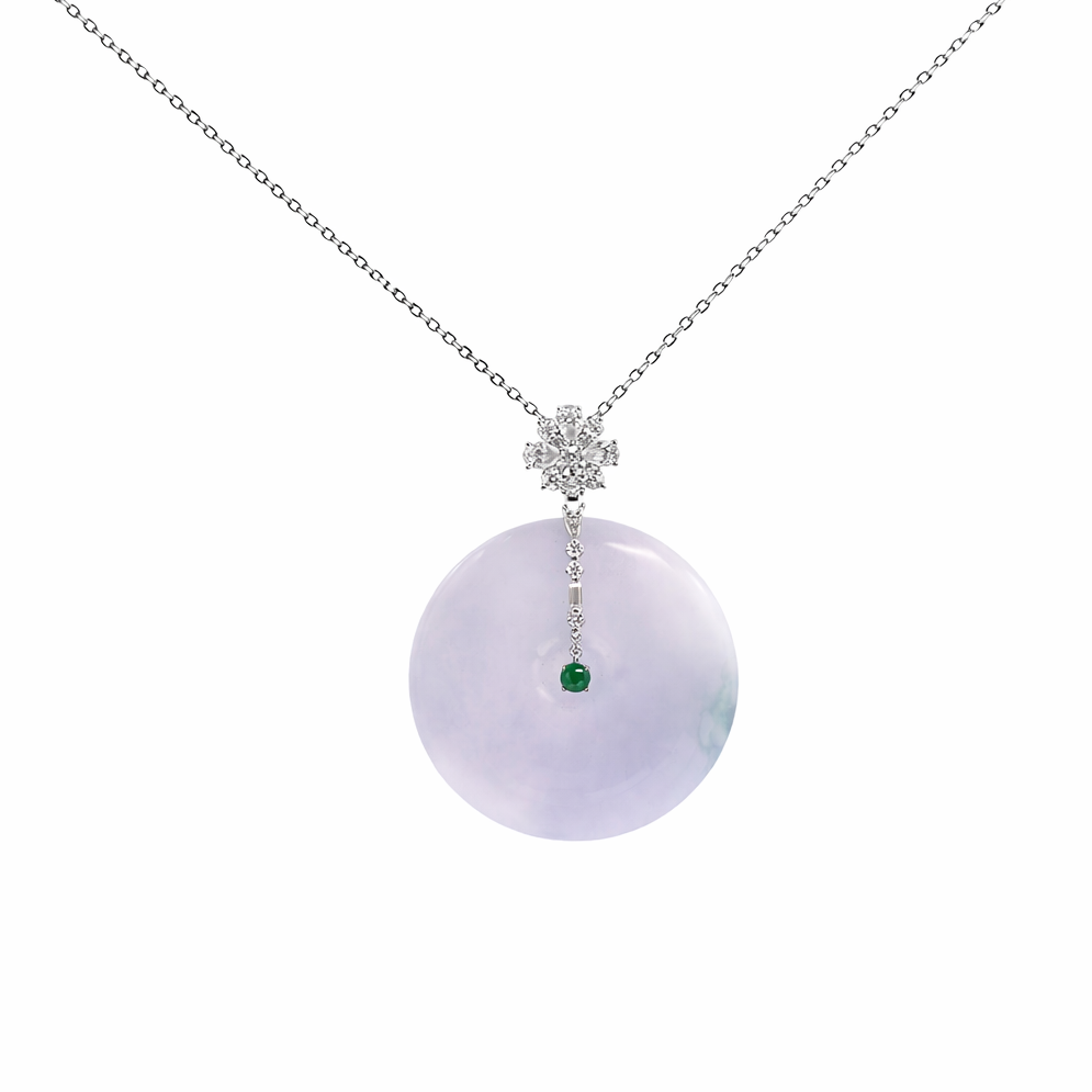 Icy Blue-Violet Jadeite Donut Pendant