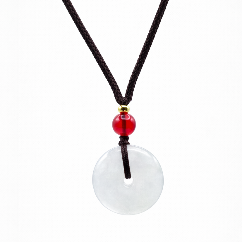 Icy White Jade Donut Pendant