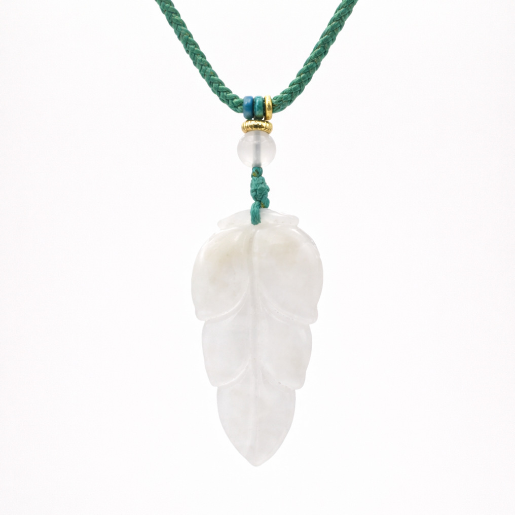 Icy White Jade Leaf Pendant