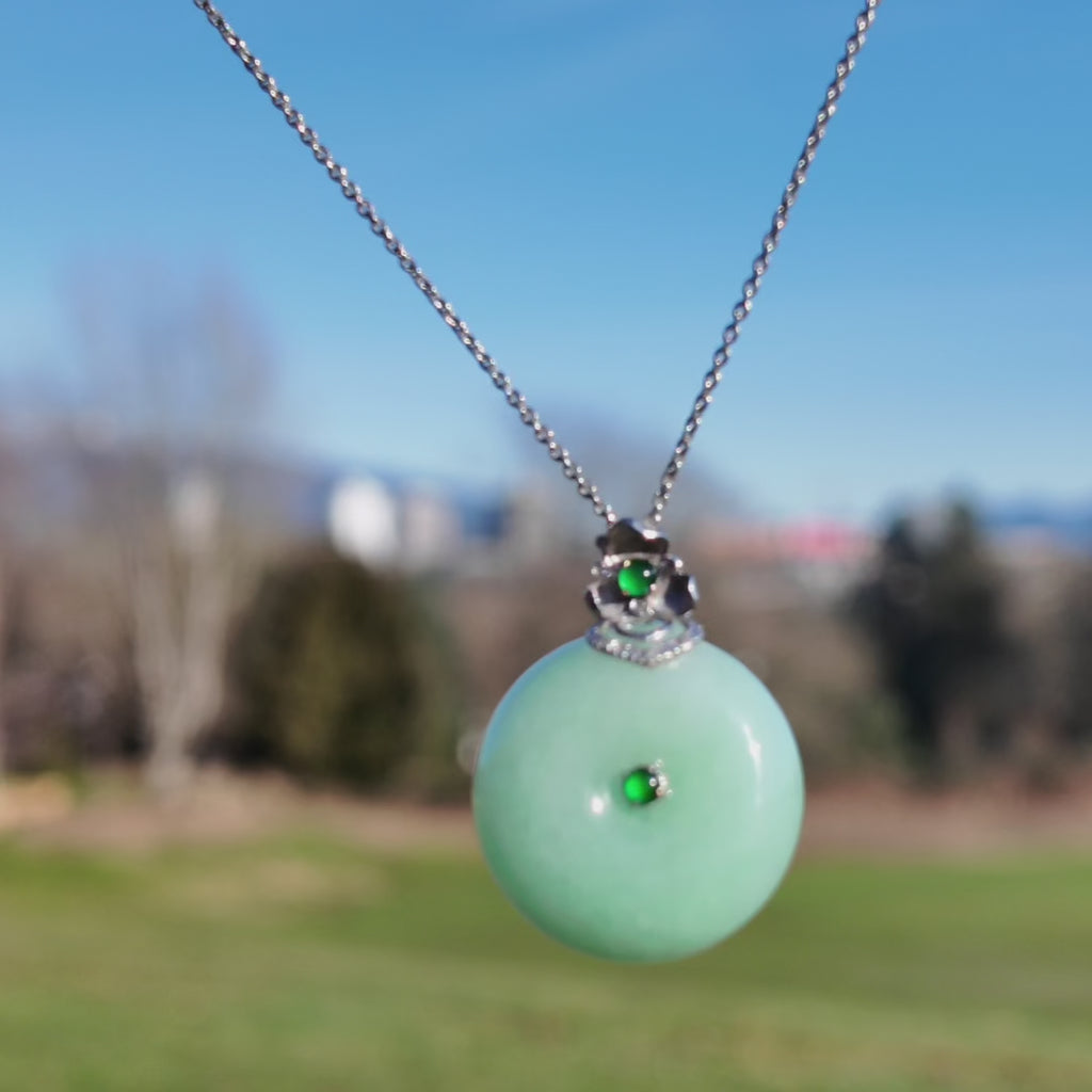 Light Green Jadeite Donut Pendant