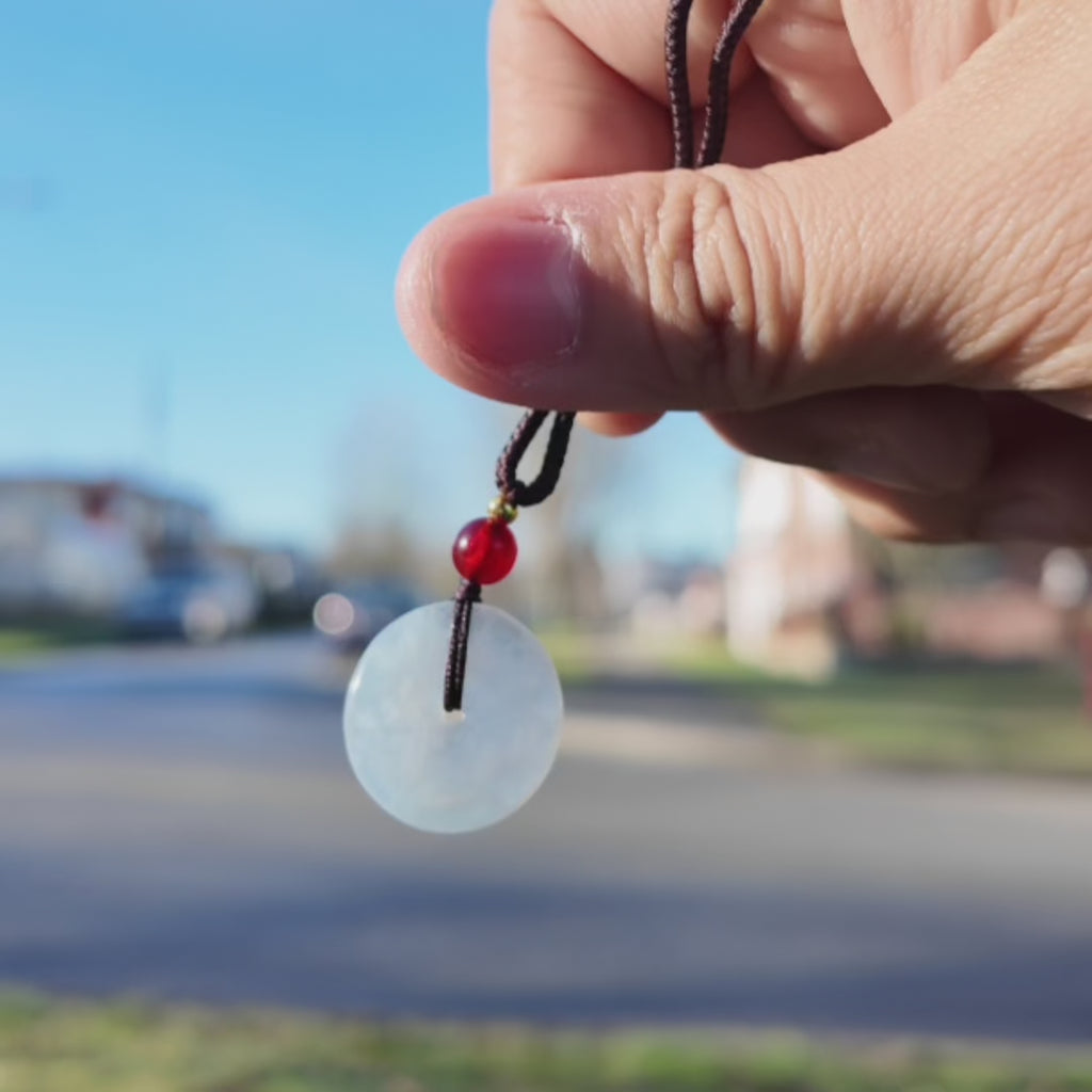 Icy White Jade Donut Pendant