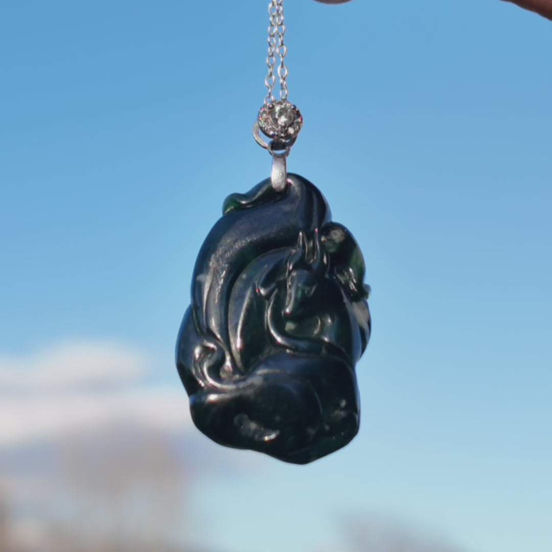 Black Jade Fox Pendant