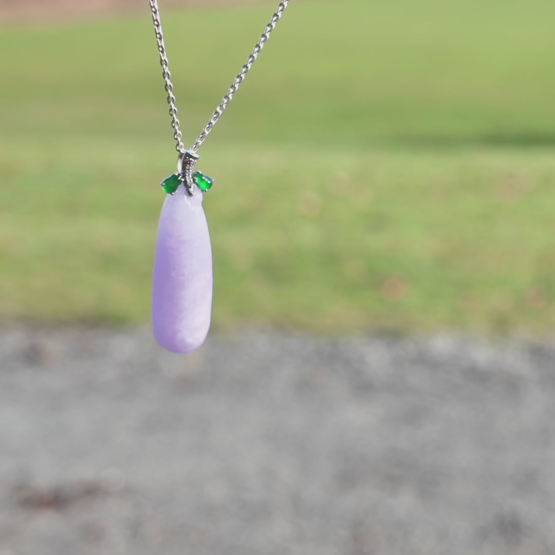 Icy Blue-Violet Jadeite Drop Pendant