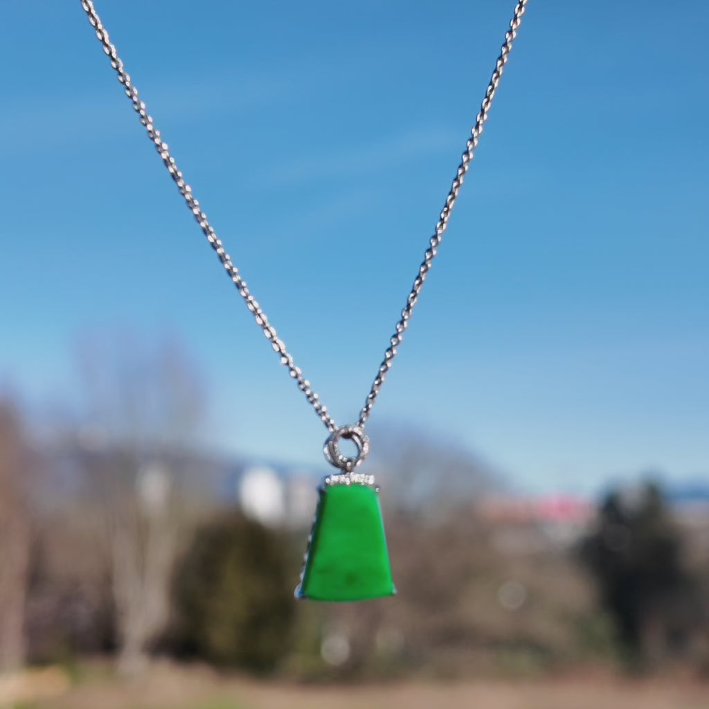 Icy Vivid Green Jadeite Trapezoid Pendant