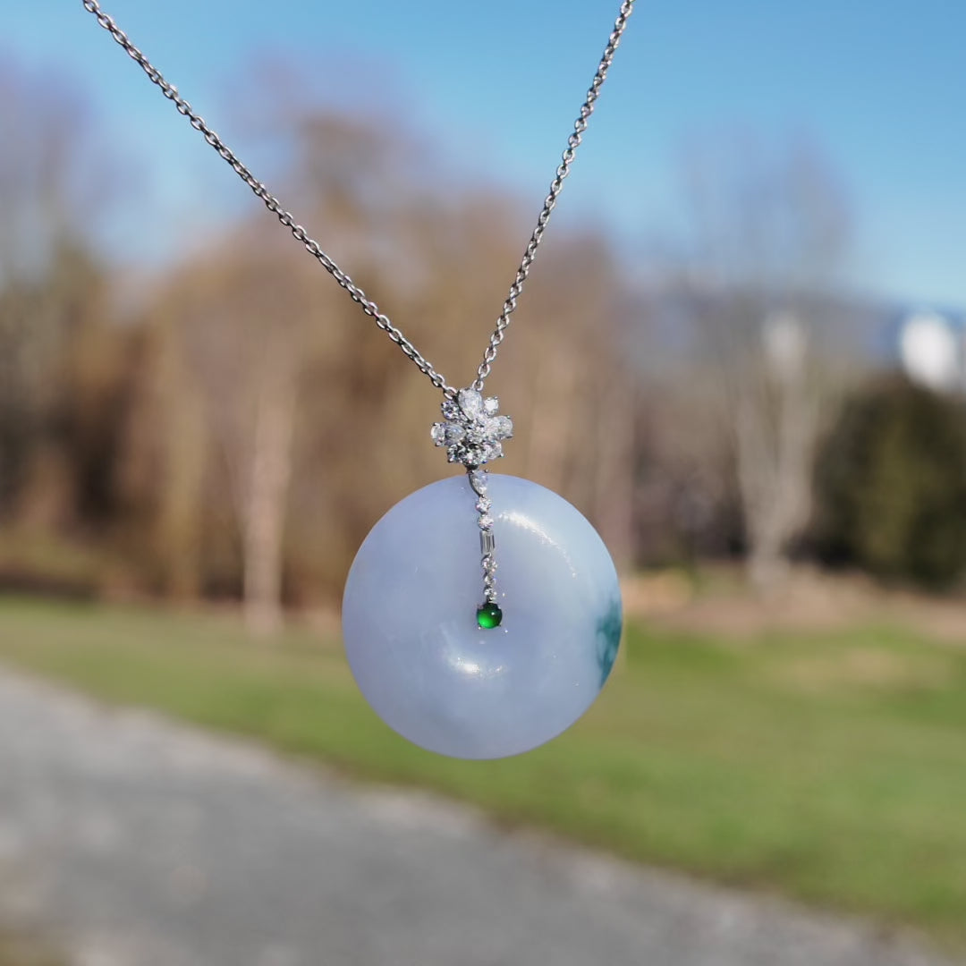 Icy Blue-Violet Jadeite Donut Pendant